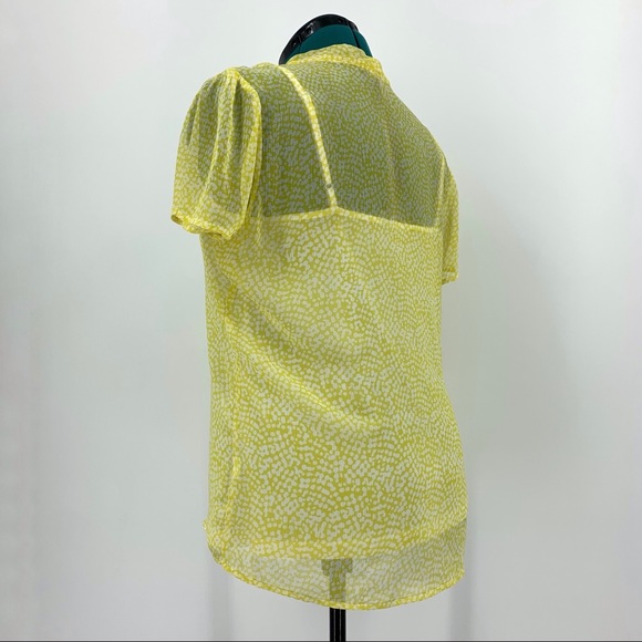 Jacob Short Sleeve Yellow and White Sheer Blouse with White Camisole, Large - Picture 8 of 16